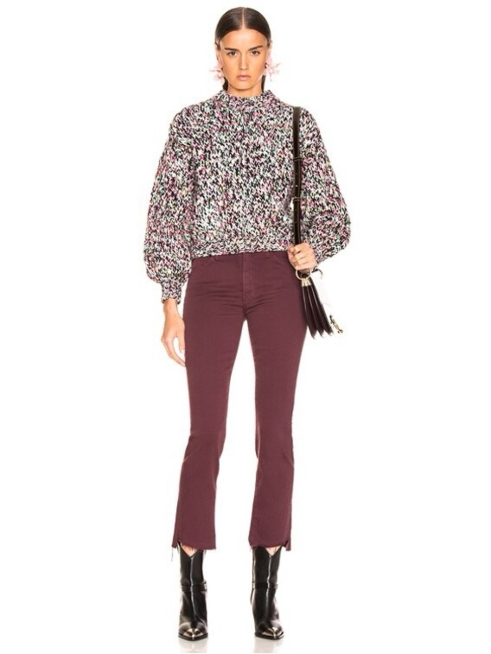 Mother The Rascal Ankle Step Fray Birds of a Feather Jeans in Plum Wash Size 28